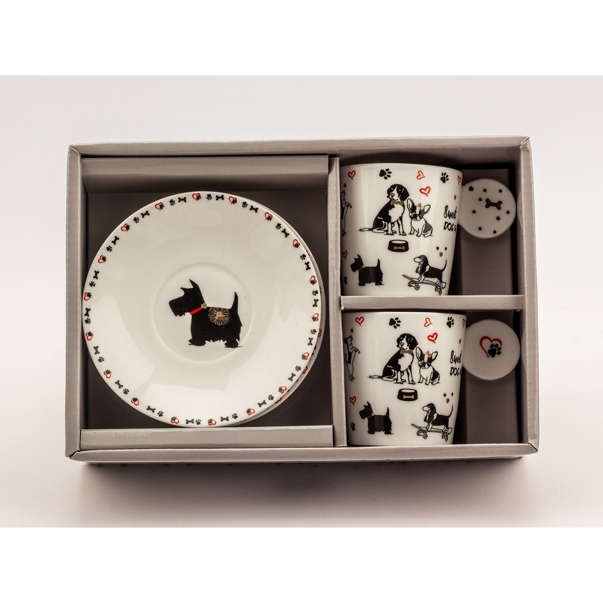 Coffret 2 tasses + soucoupe "Doggy"