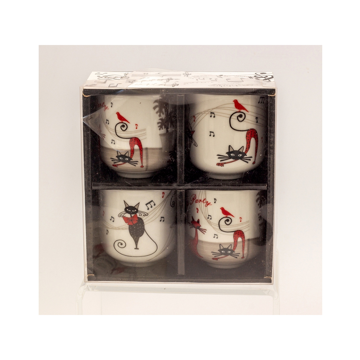 Coffret 4 tasses 120ml  "musicat"