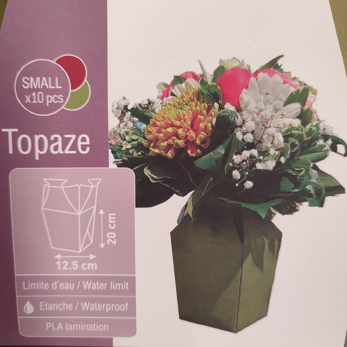 Vase carton étanche topaze kaki 9 x 9 ht 20cm x10