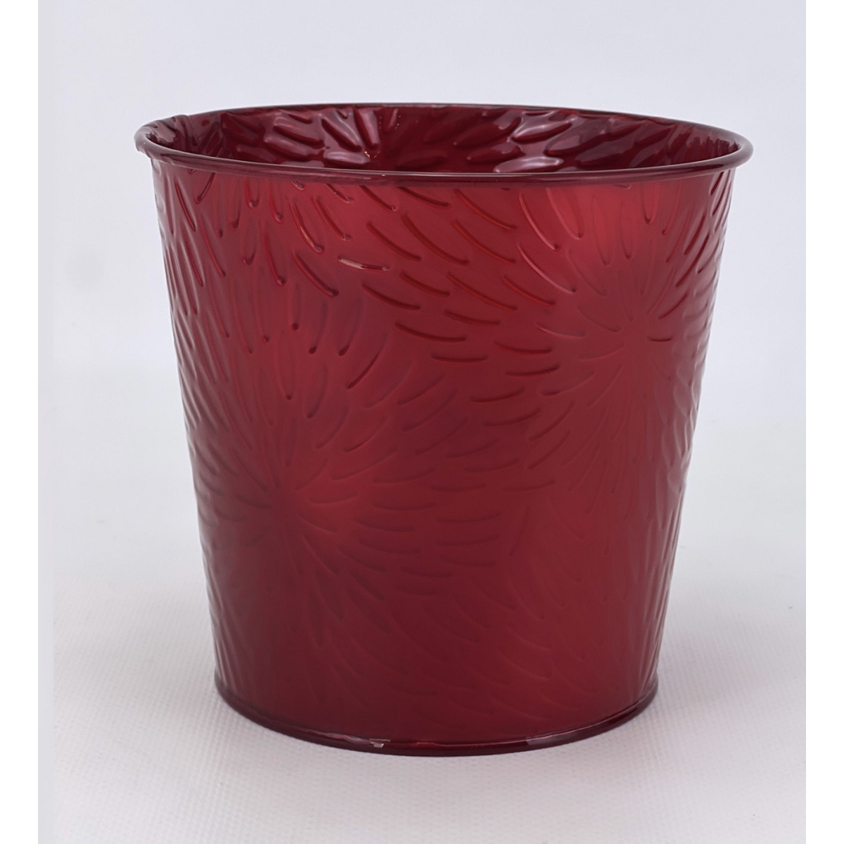 Cache-pot métal rouge ondulé ø12 ht 12cm