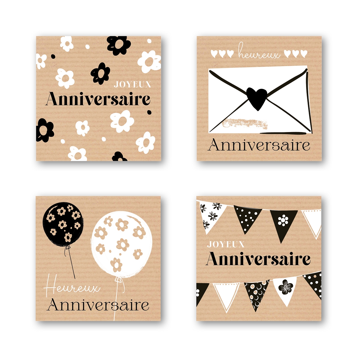 Etiquettes jeso quatro "joyeux anniversaire" (x500)