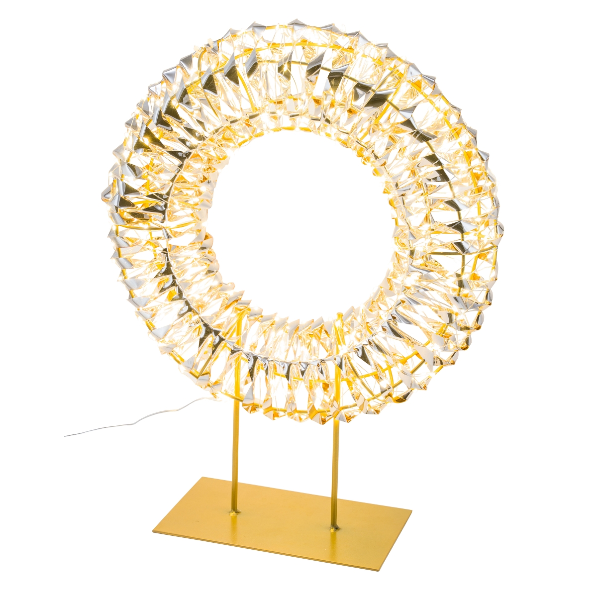 Couronne métal or lumineuse sur socle ø38 ht 50cm