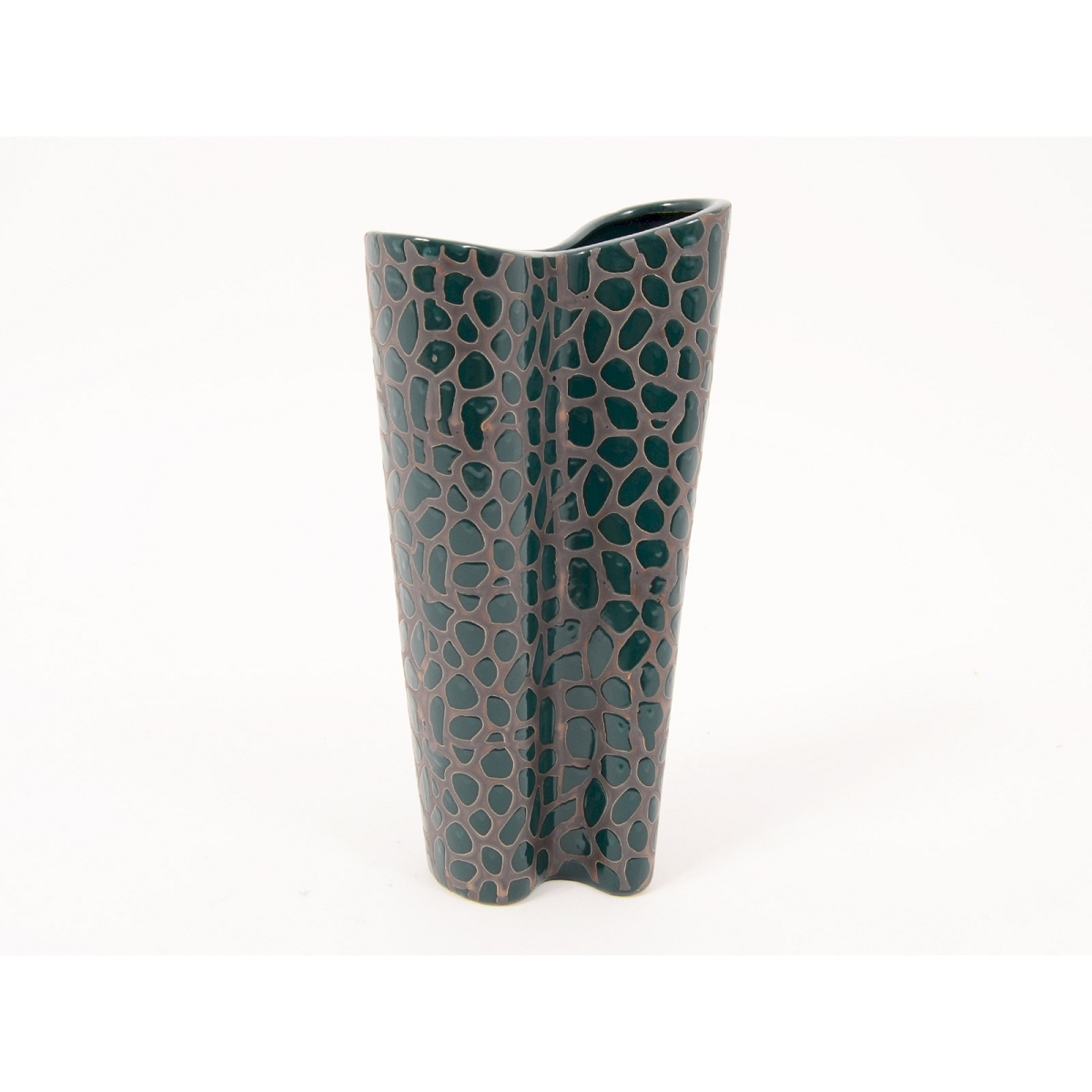 Vase céramique vague empreinte brun 18 x 8 ht 33cm