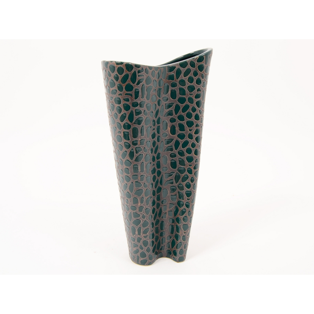 Vase céramique vague empreinte brun 23 x 10 ht 46cm