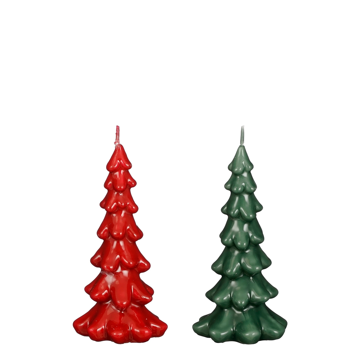 Bougie sapin rouge-vert ø8 ht 16cm ass