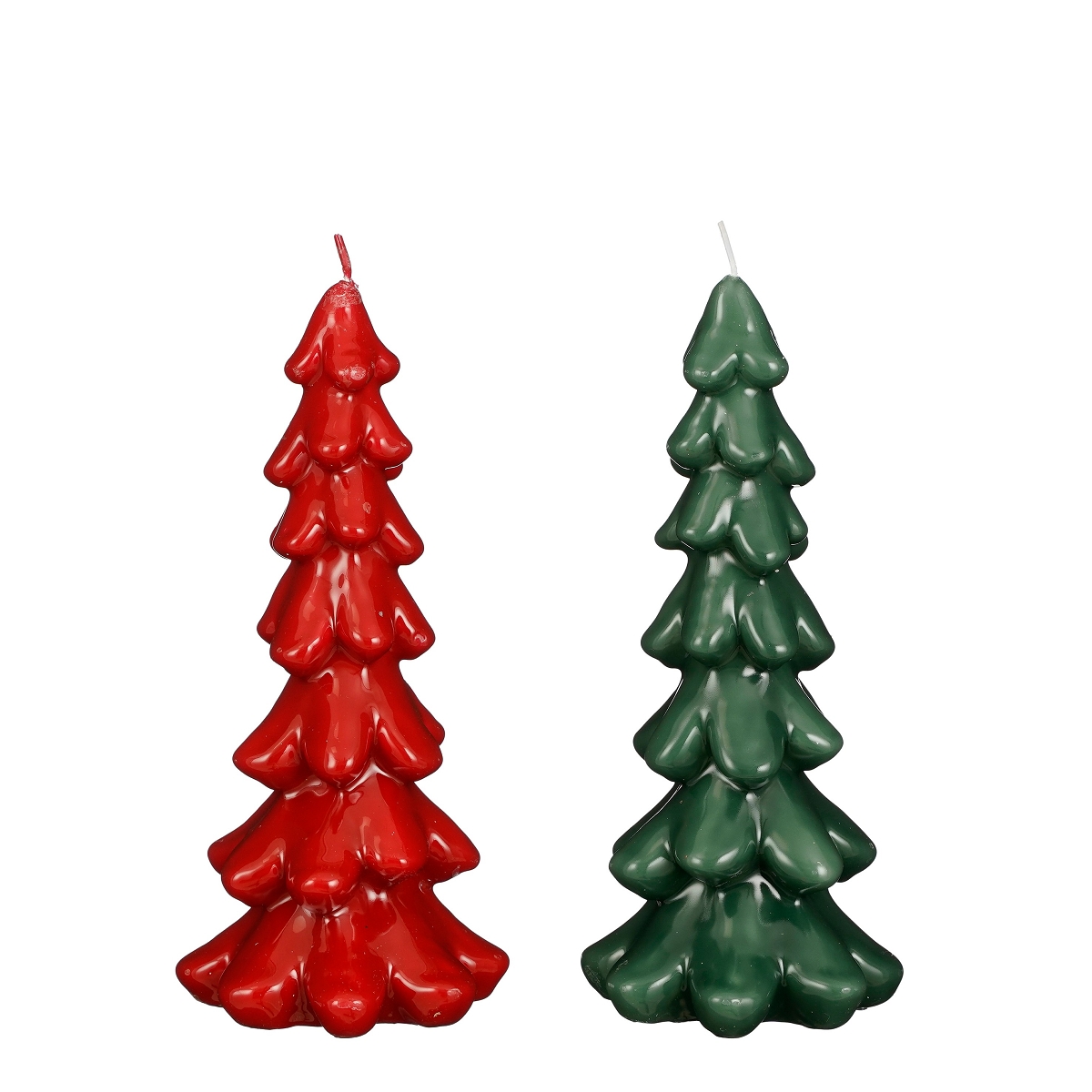 Bougie sapin rouge-vert ø11 ht 24.5cm ass