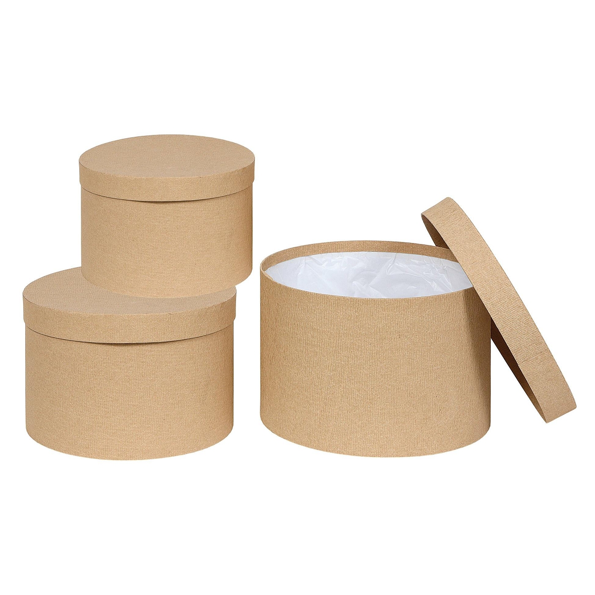 Boite carton naturel set de 3 (ø18.5 ø16 ø13.5cm)