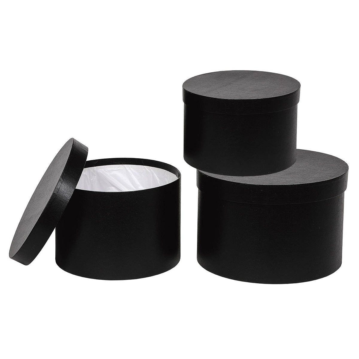 Boite carton black set de 3 (ø18.5 ø16 ø13.5cm)