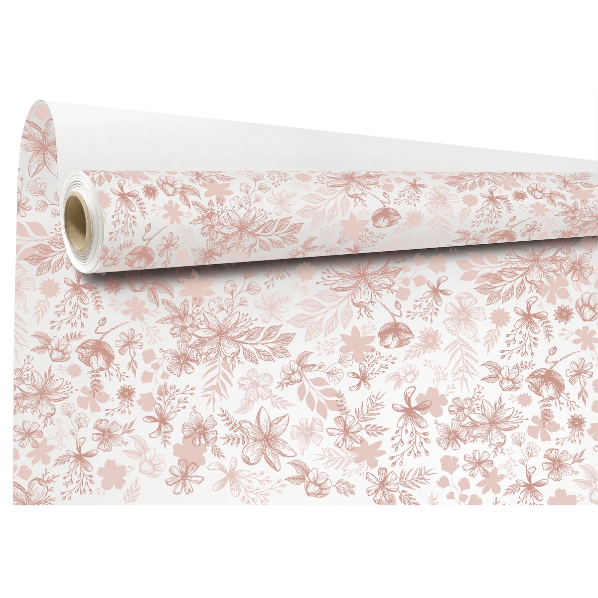 Bobine kraft blanc imprime Gaia rose 0.79 x 40m