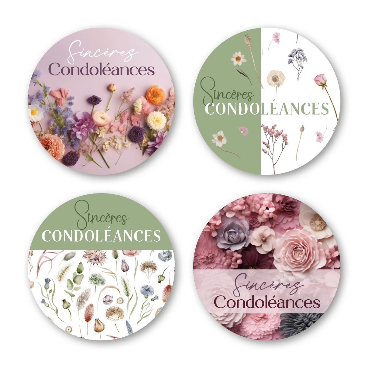 Etiquettes jeso quatro "sincères condoléances"