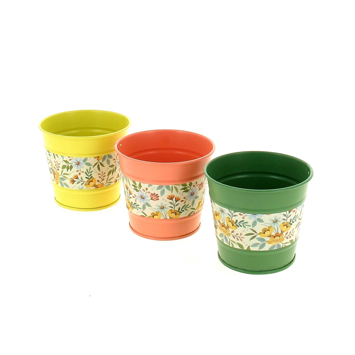 Cache-pot métal motif fleurs ø8 ht 7cm ass