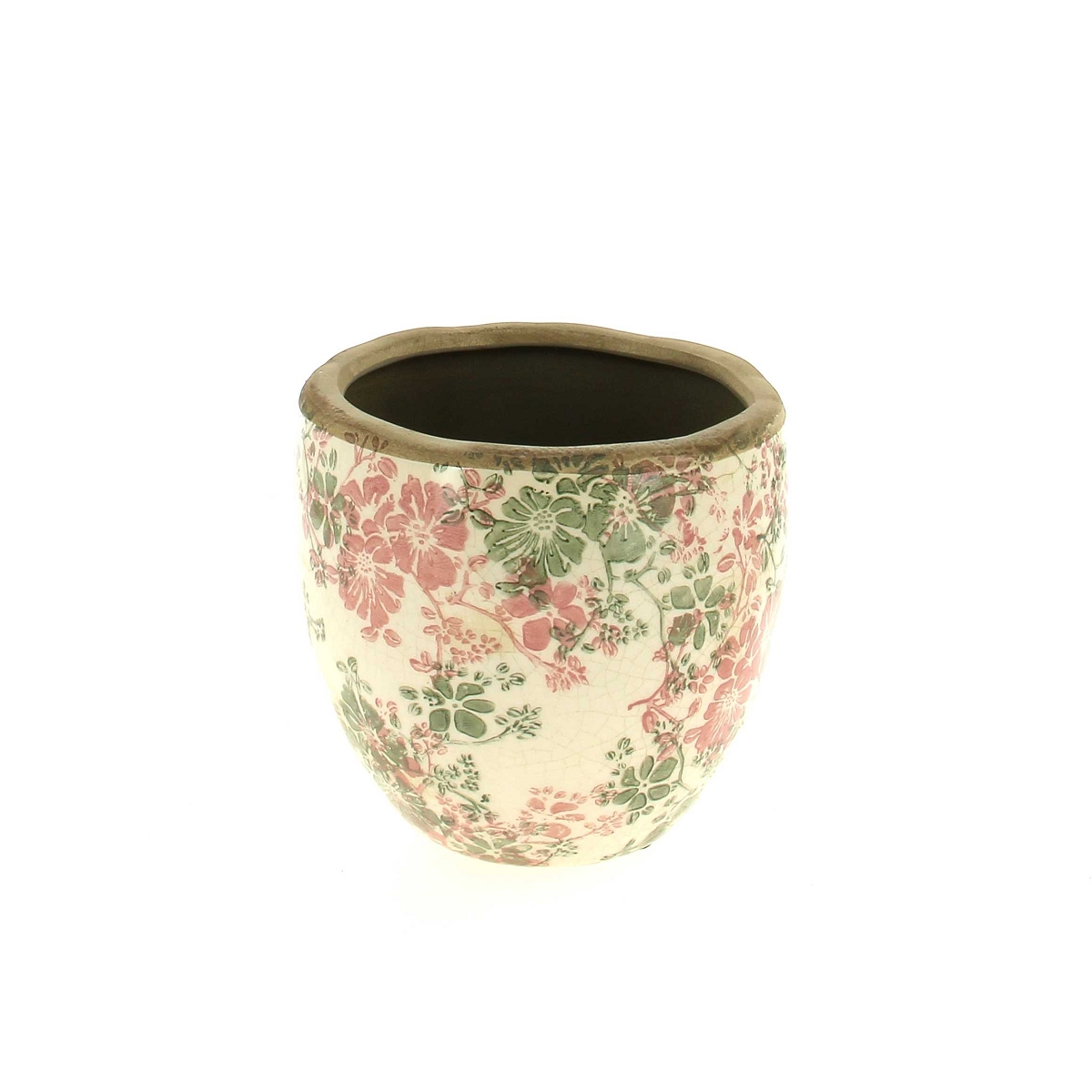 Cache-pot céramique fleurs rose ø14.5 ht 14cm