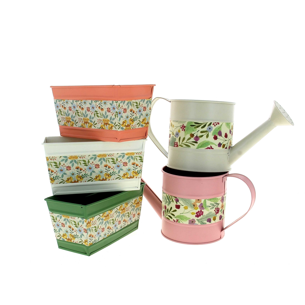 Arrosoir métal motif fleurs ø10.5 ht 10.5cm ass