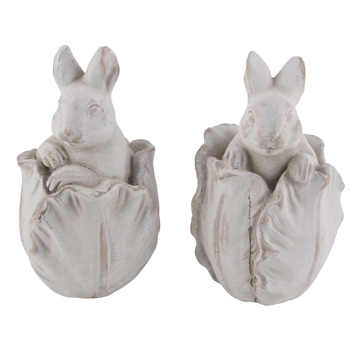 Lapin ciment dans chou  8.5 x 8.5 ht 14cm