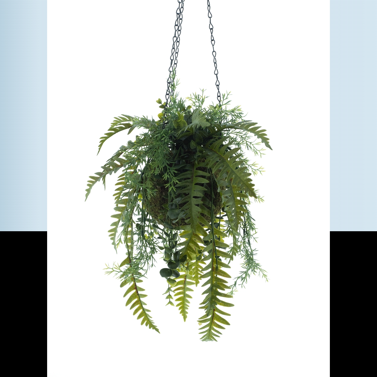 Suspension boule mousse avec fougère vert fonce 45cm