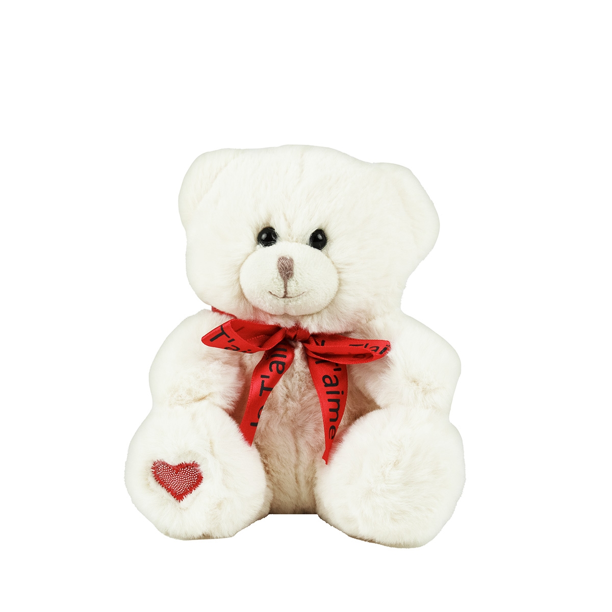 Peluche ours écru cœur brodé "je t'aime" 15 cm