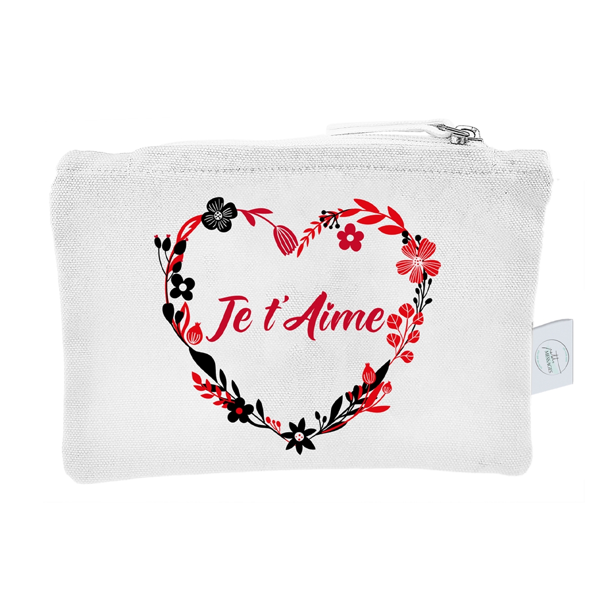 Pochette tissu "je t'aime"