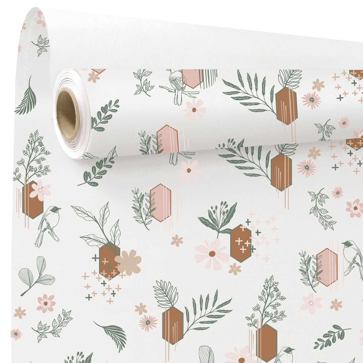 Bobine kraft blanc imprime Danaé terracotta 0.80 x 40m