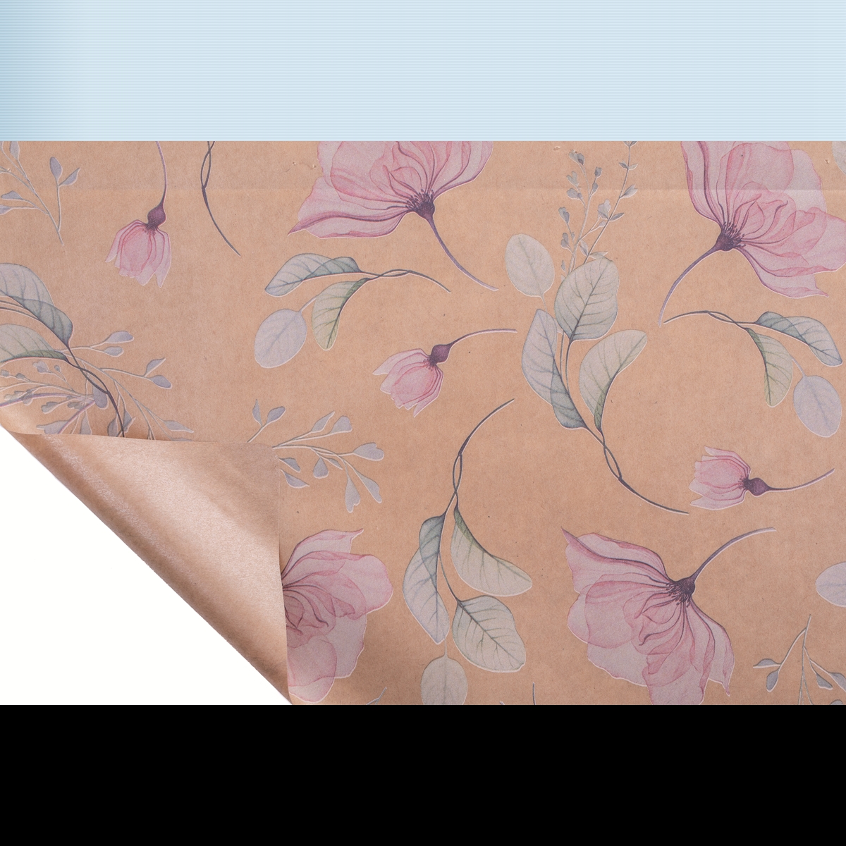 Bobine kraft écru imprimé anemone 0.80 x 40m