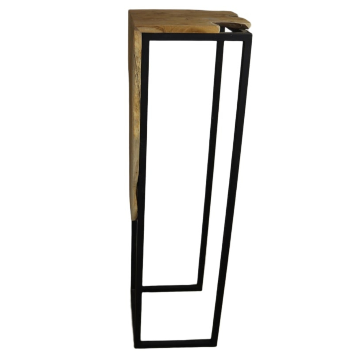 Sellette métal noir + teck 32 x 32 ht 110cm