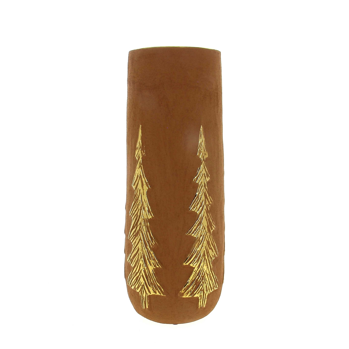 Vase céramique brun motif sapin ø14.5 ht 37.5cm