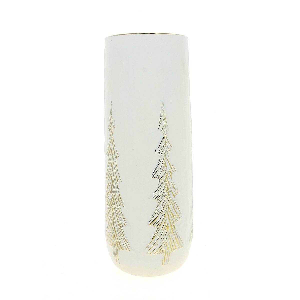 Vase ceramique blanc motif sapin ø14.5 ht 37.5cm