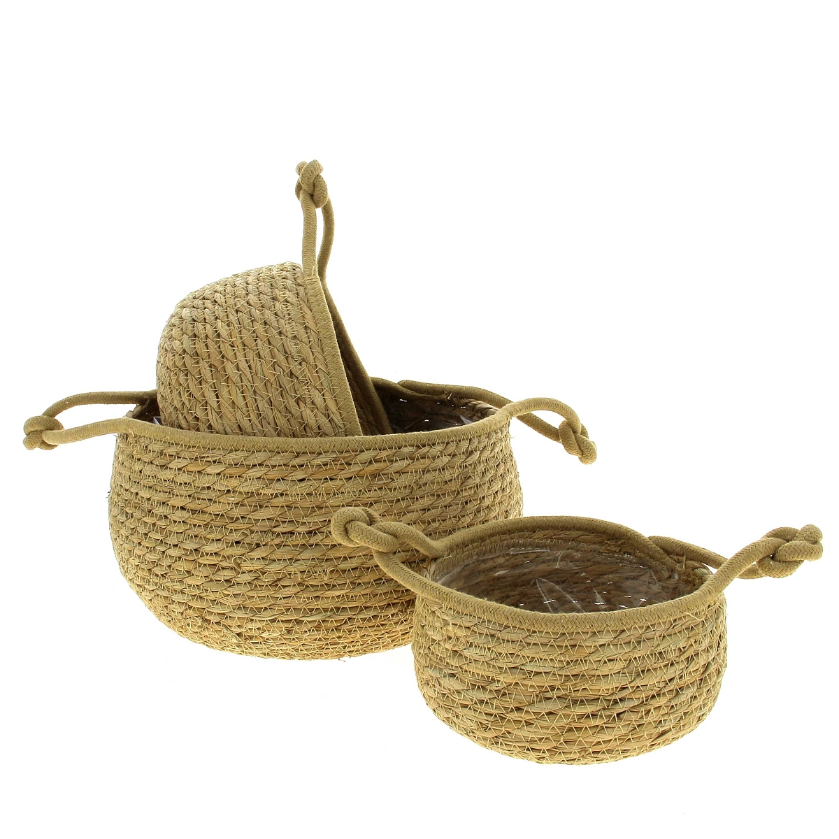 Coupe tresse rebord taupe set de 3