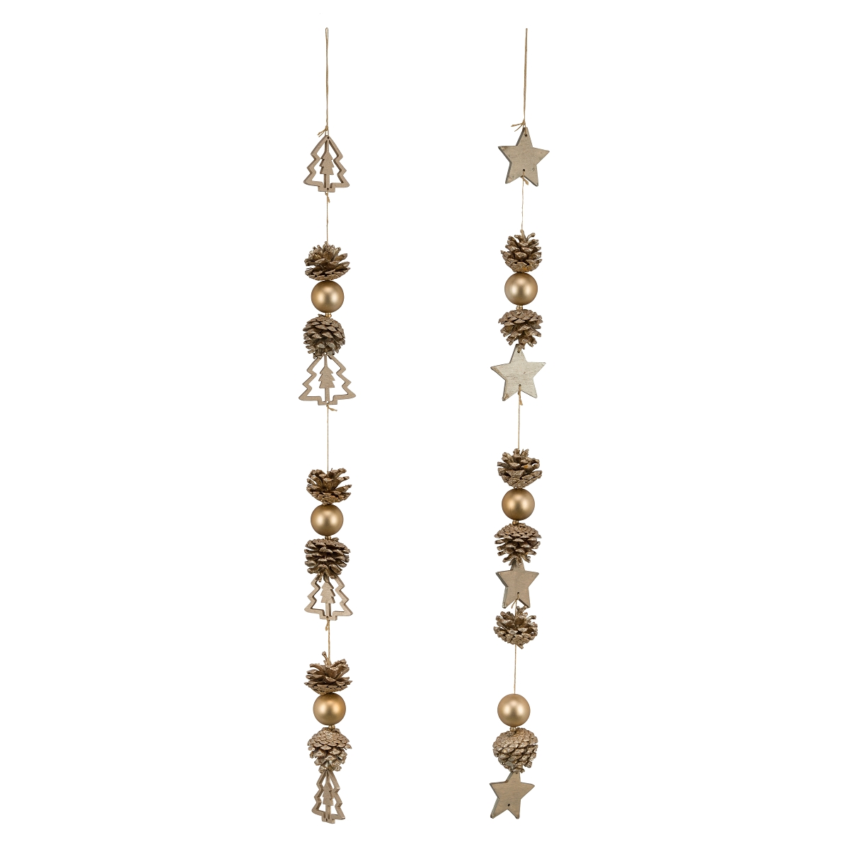1 x Suspension étoile + pomme de pin rose doré 7 x 6 ht 92cm