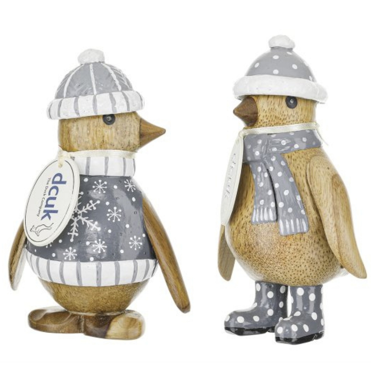 PINGUOIN BOIS NATUREL-GRIS HT 15CM ASS