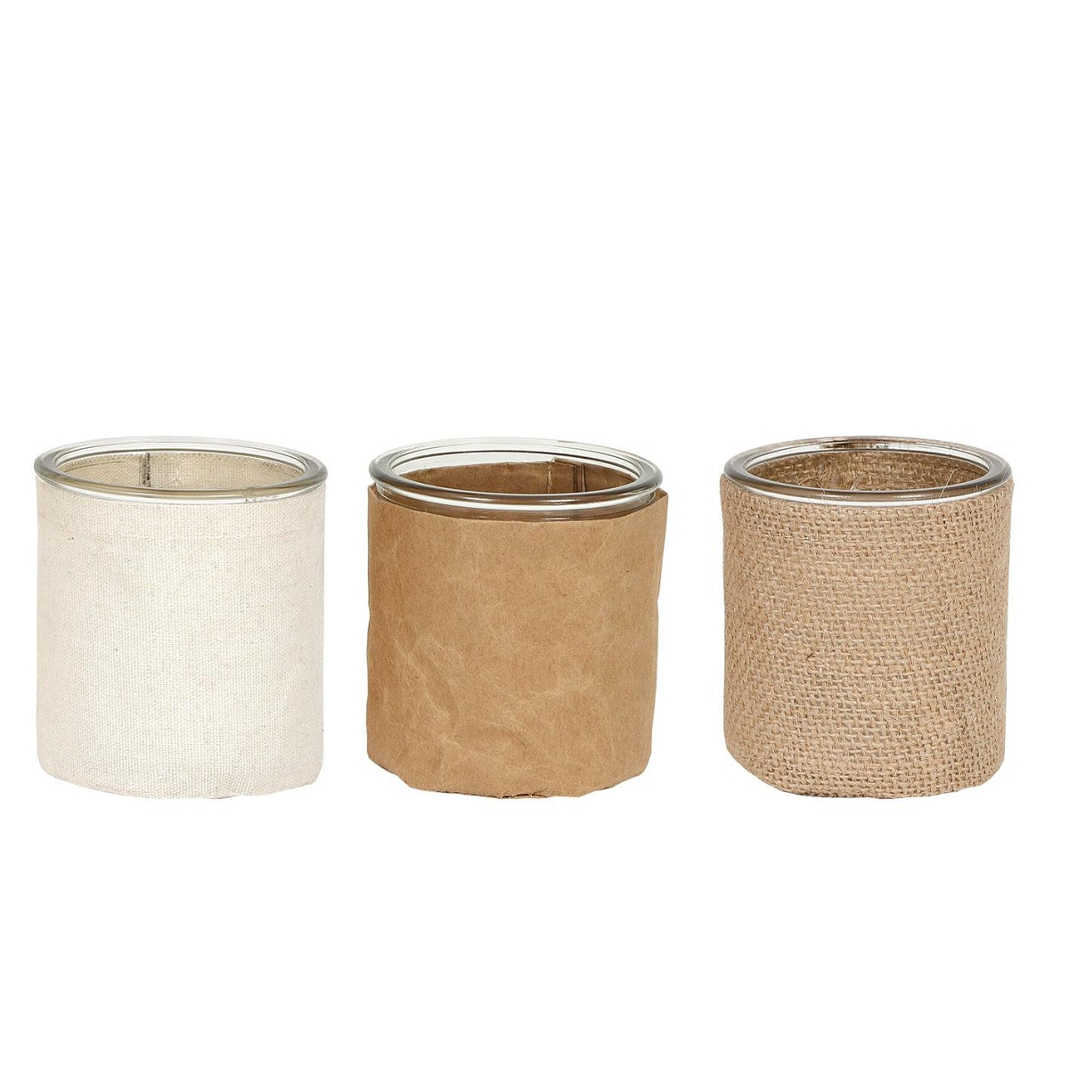 Pot verre + jute papier coton ø 8 ht 8 cm (x12)