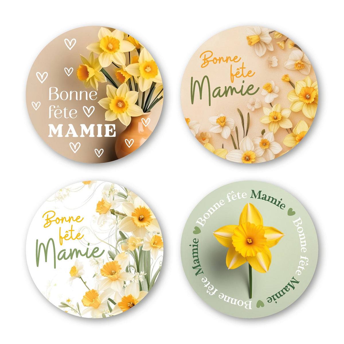 Etiquettes jeso quatro ronde "bonne fête mamie"