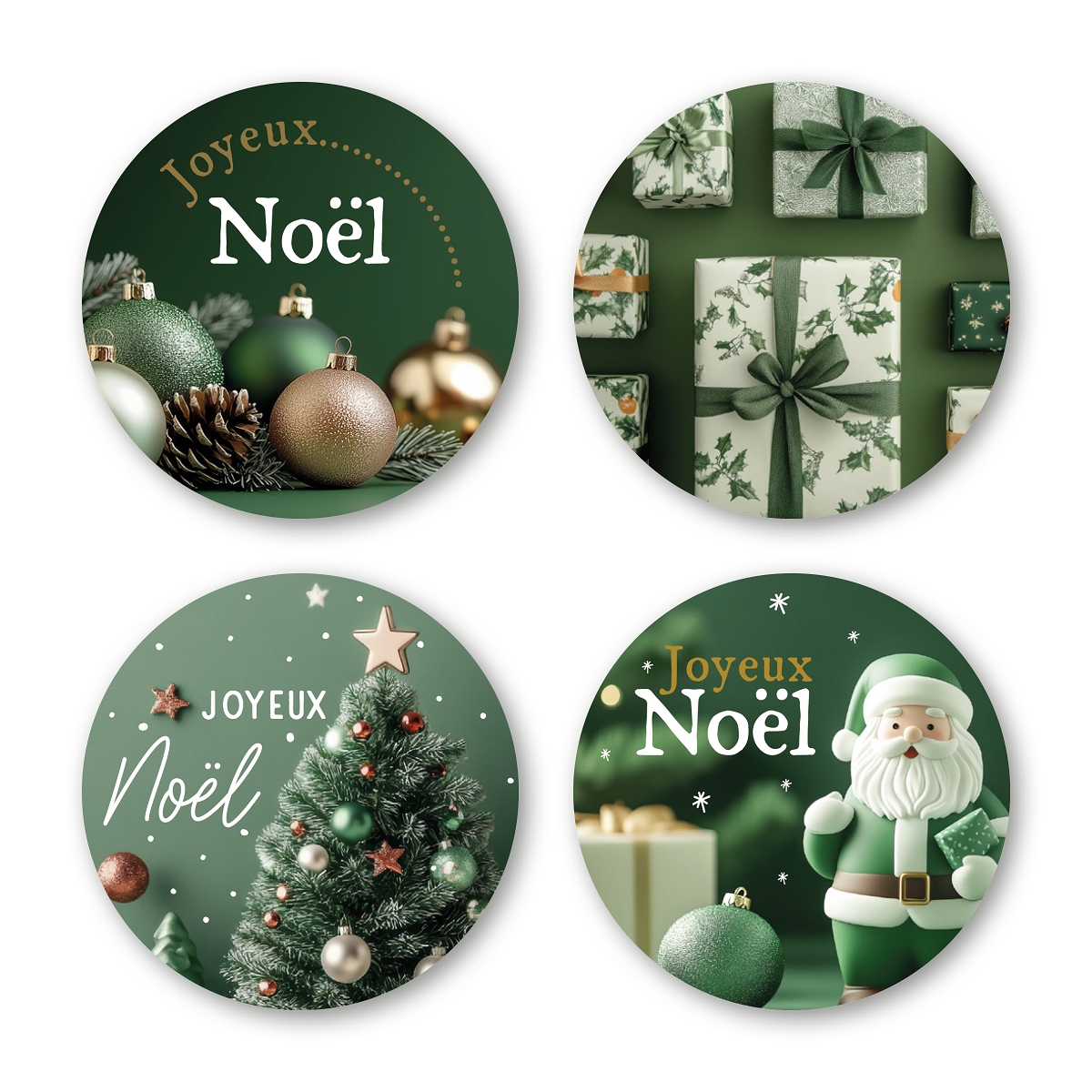Etiquettes jeso quatro ronde "joyeux noël"