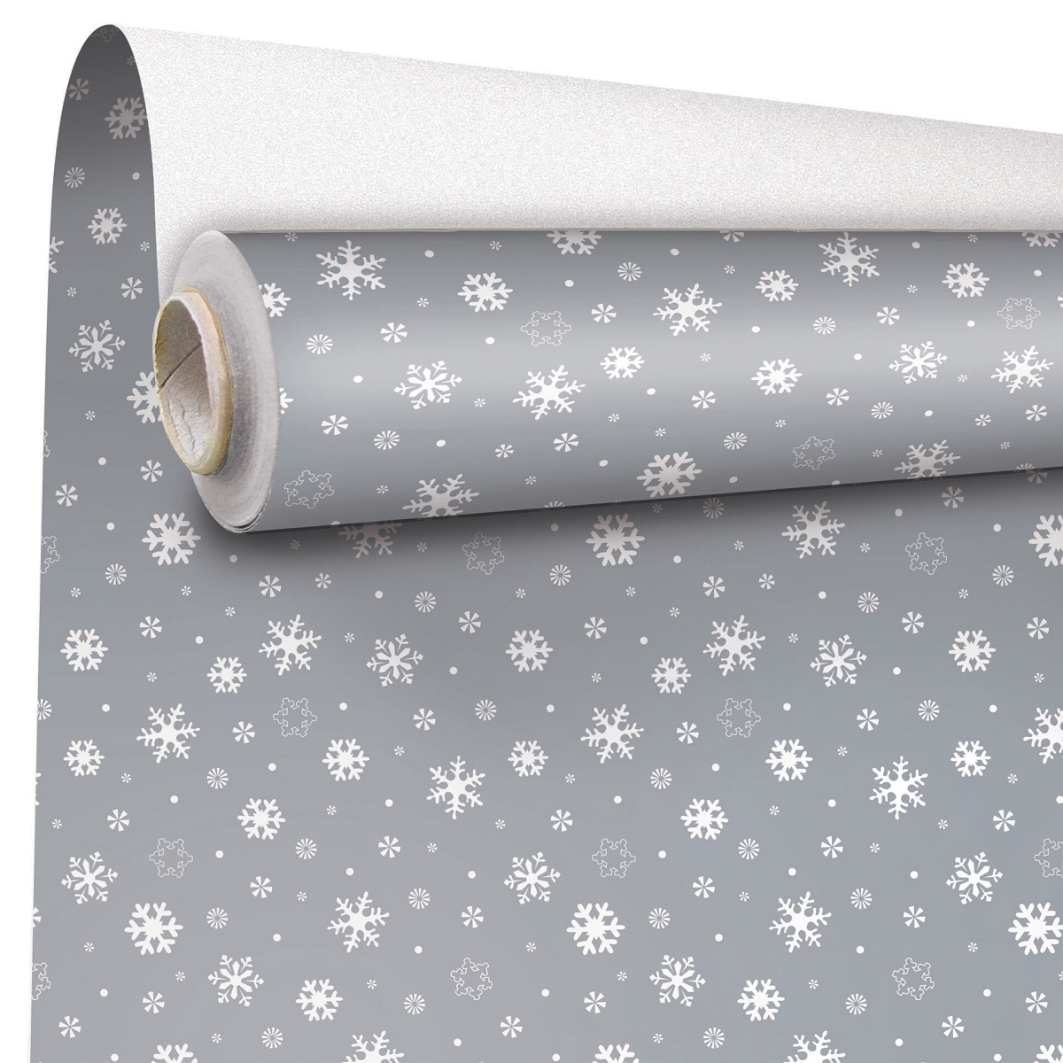 Bobine kraft imprimée flocon blanc 0.70 x 50m