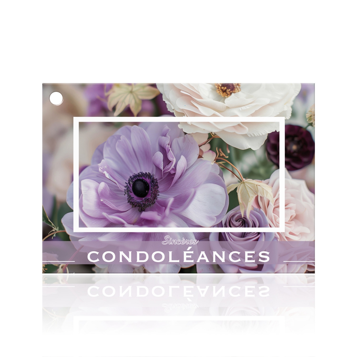 Cartes jeso brillant "sincères condoléances