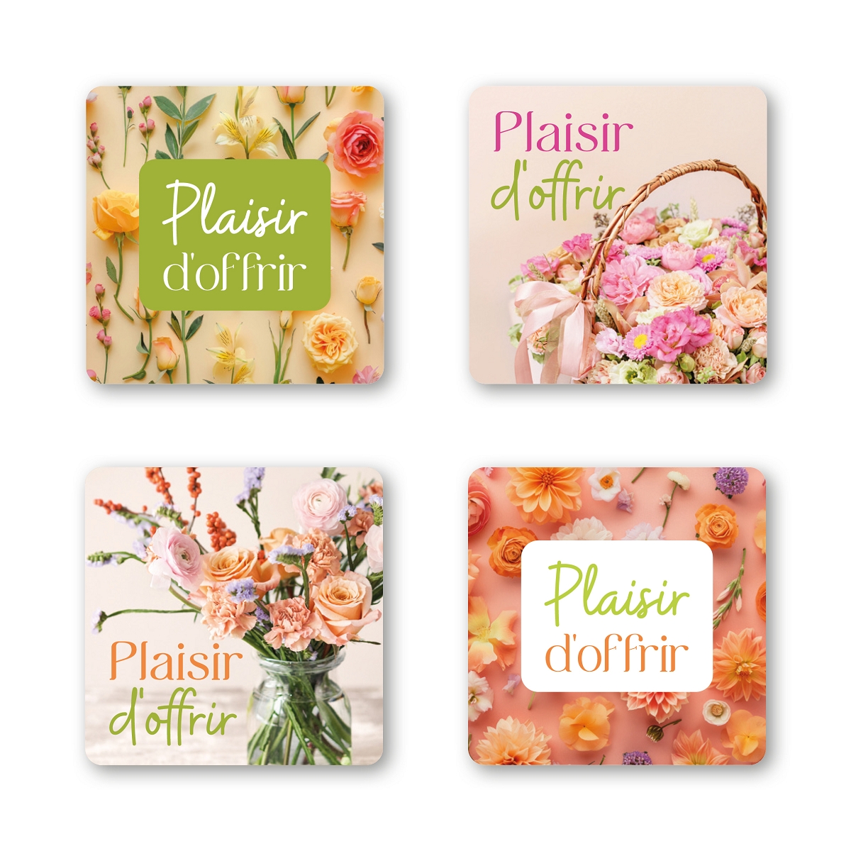 Etiquettes jeso quatro carré "plaisir d'offrir"
