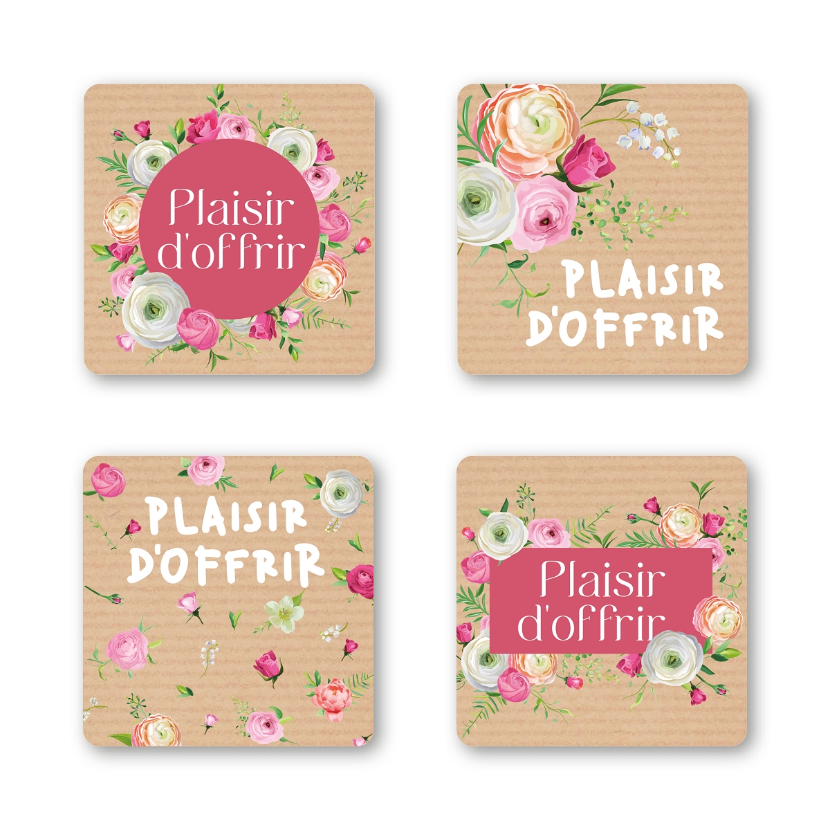 Etiquettes jeso quatro carré "plaisir d'offrir"