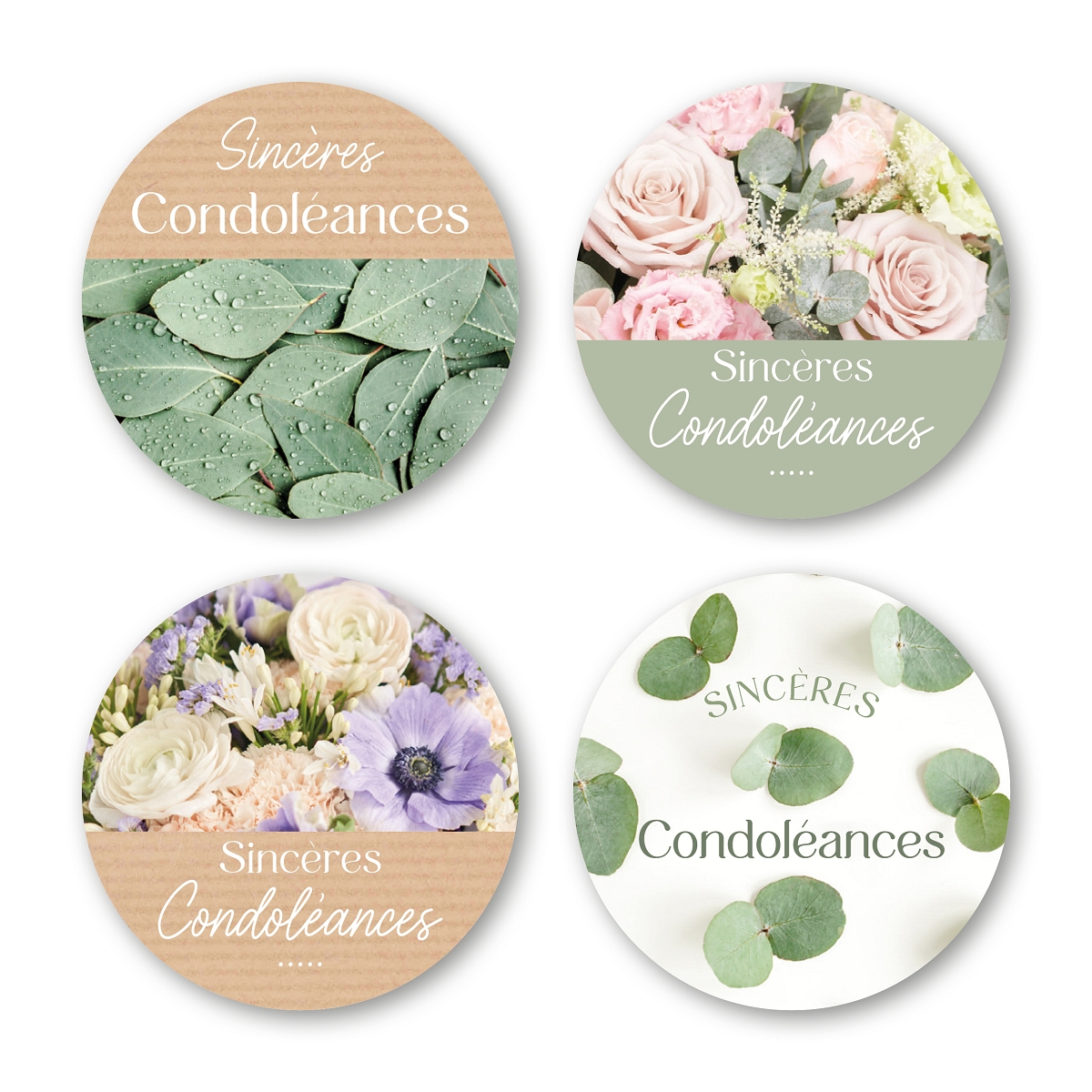 Etiquettes jeso quatro rondo "sincères condoléances"