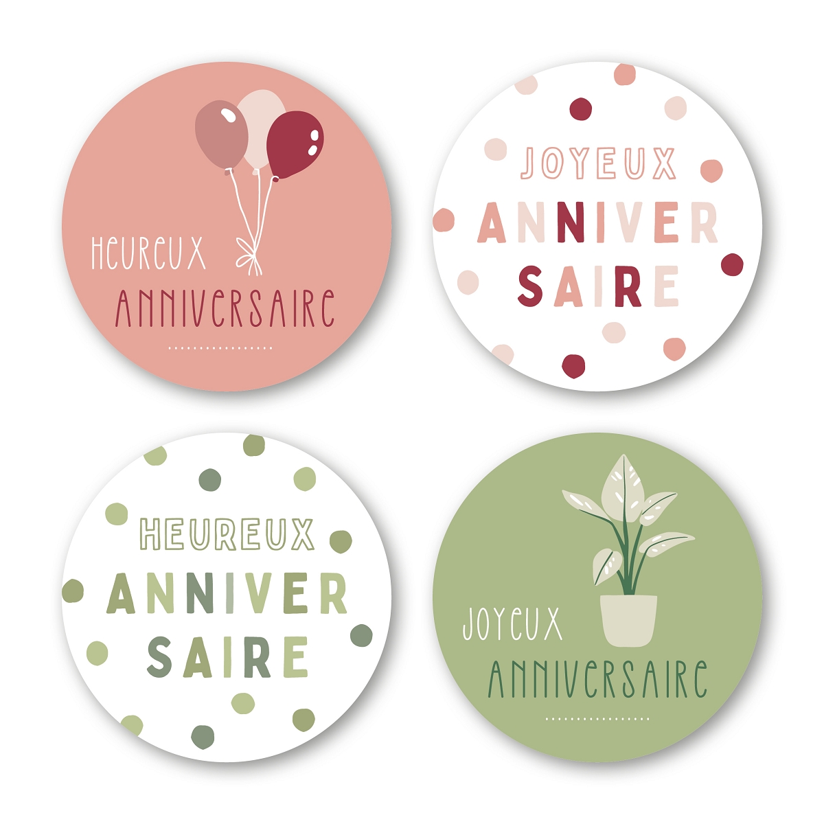 Etiquettes jeso quatro rondo "joyeux anniversaire"