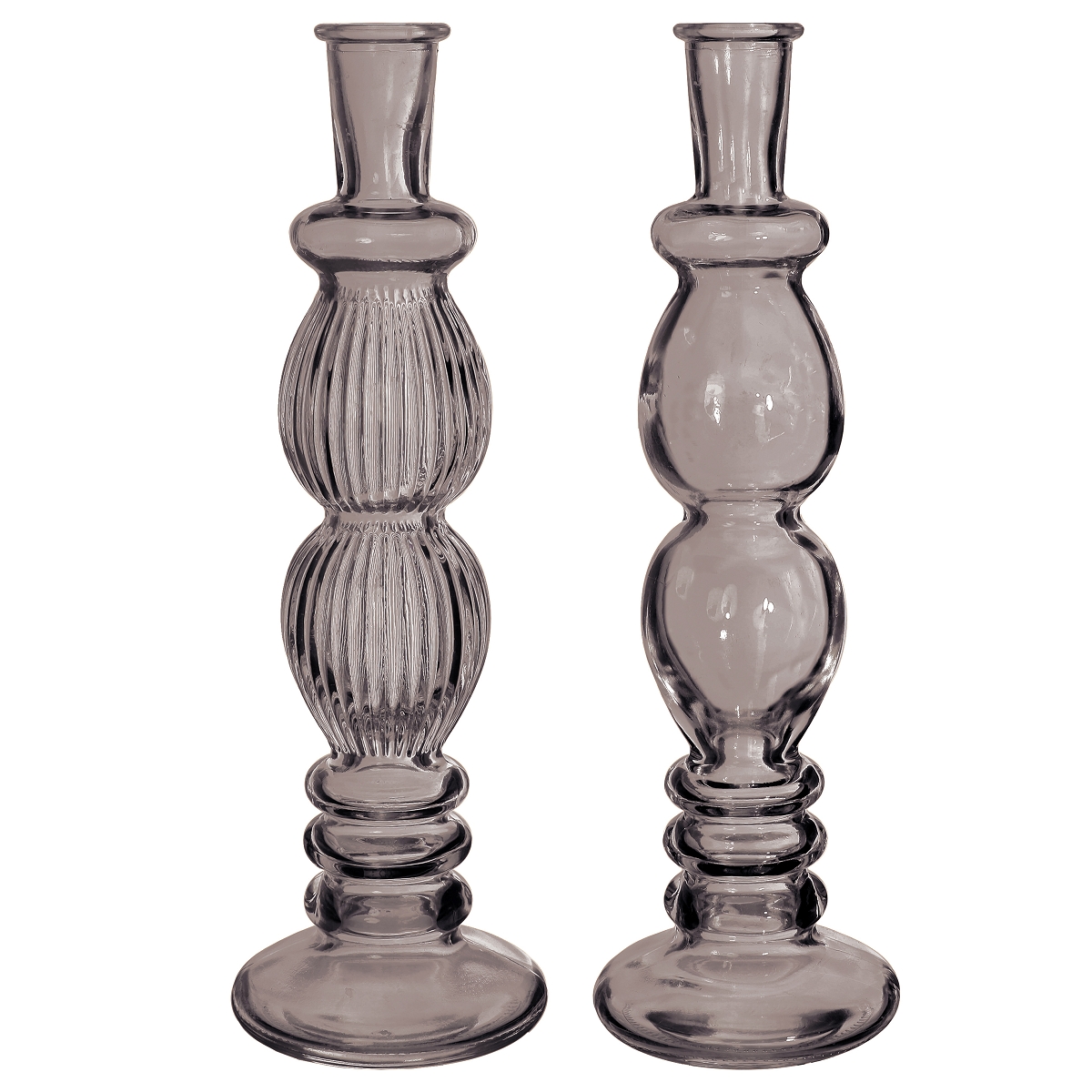 1 x Bougeoir/vase verre florence gris ø9 ht 28cm