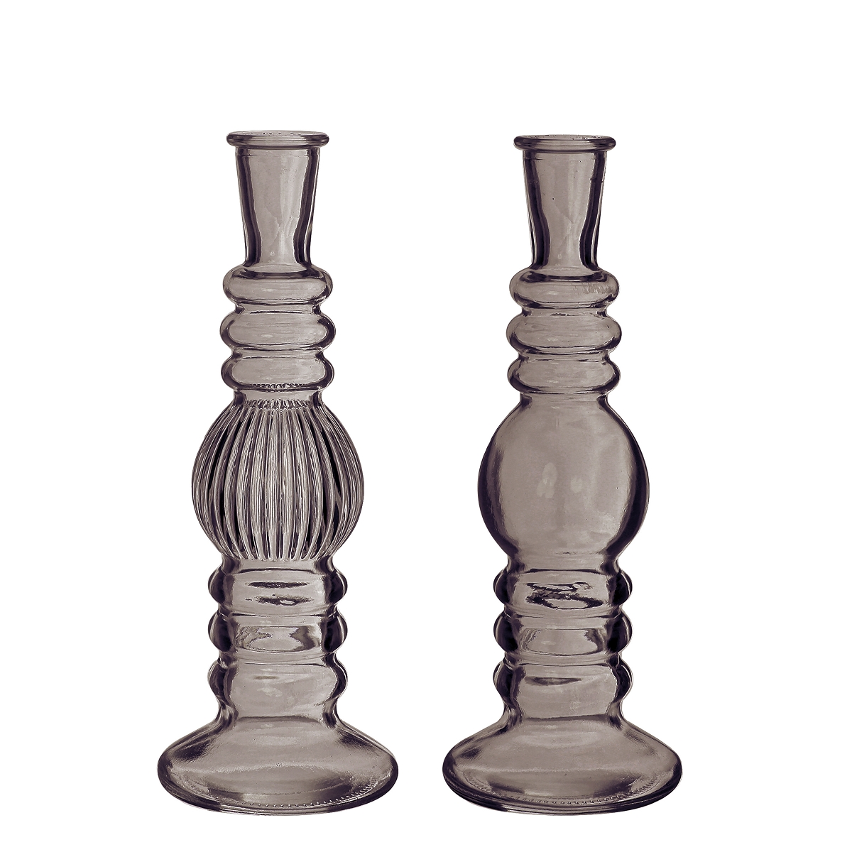 1 x Bougeoir/vase verre florence gris ø8.5 ht 23cm