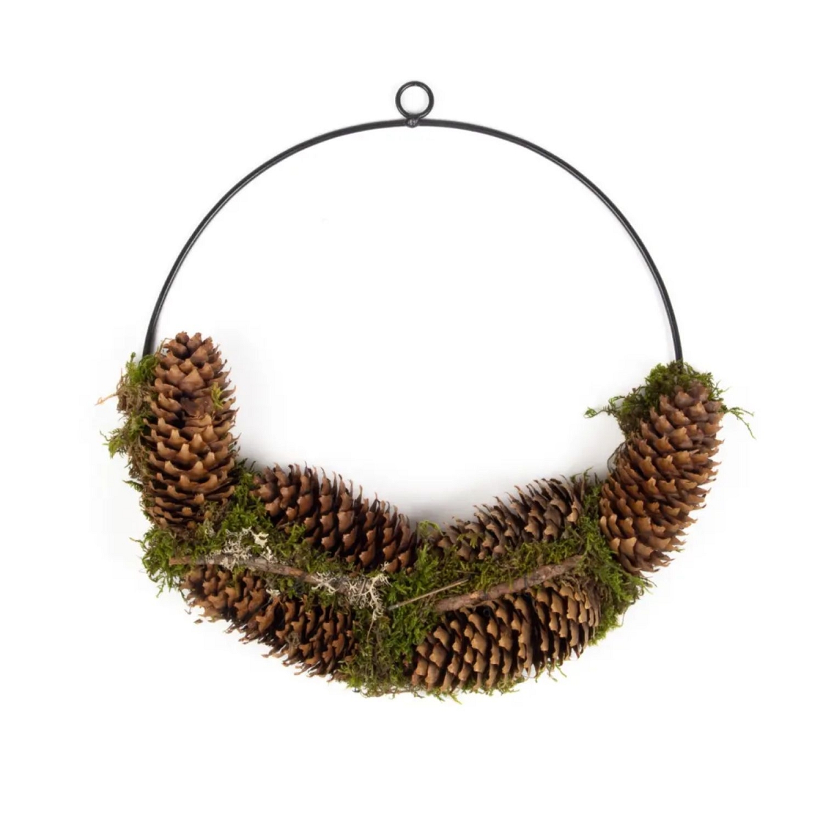 Anneau métal + pomme de pin naturel ø 30cm