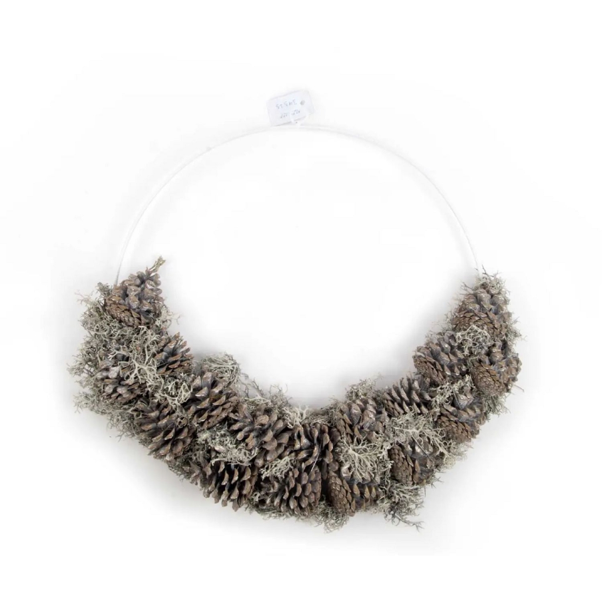 Anneau métal + pomme de pin blanche ø 40cm