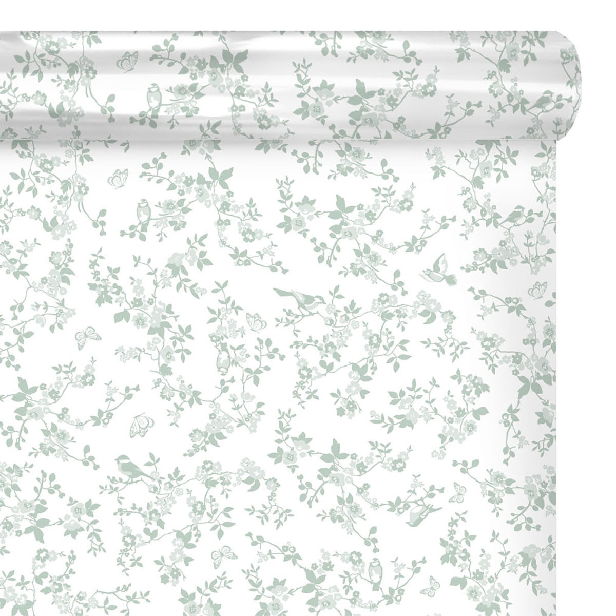 Bobine imprimée birds sauge 0.80 x 100m