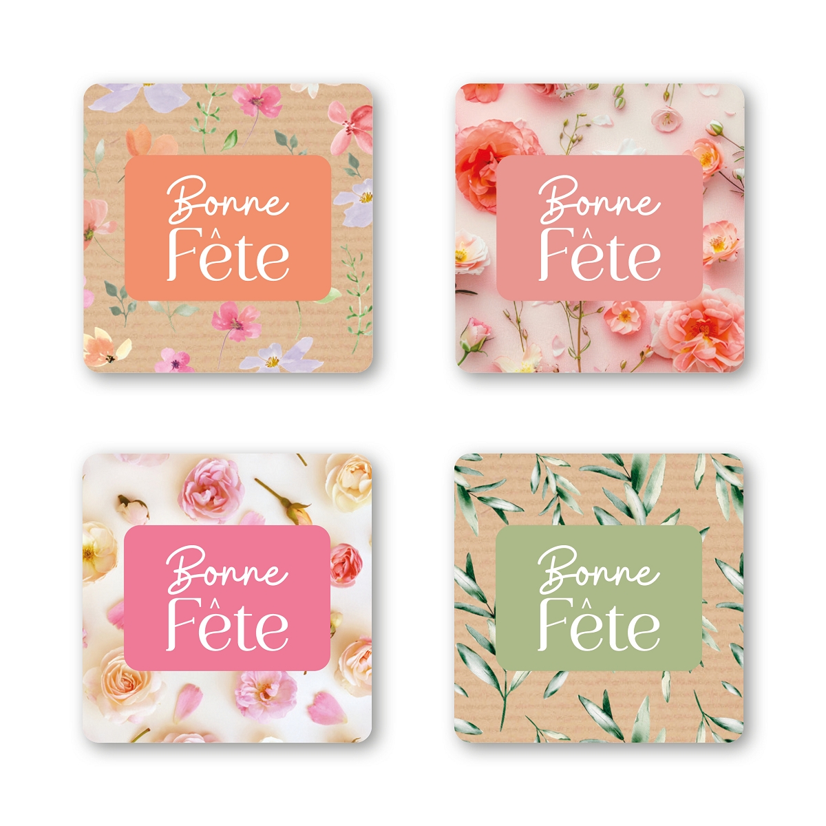Etiquettes jeso quatro carre "bonne fête" (x500)