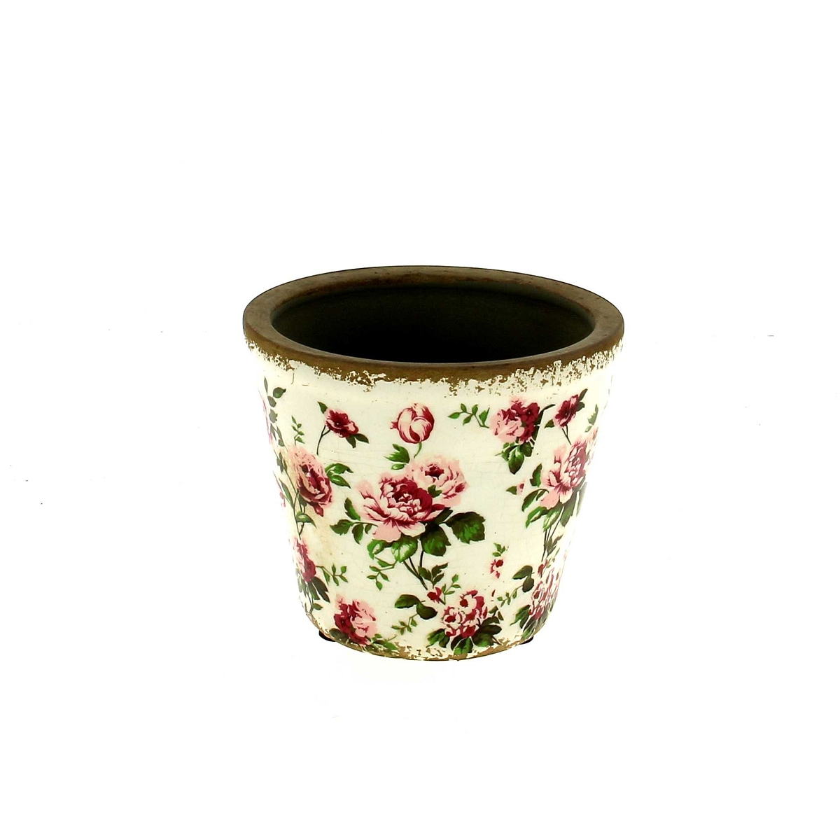 Cache-pot céramique pivoine rose ø12.5 ht 10.5cm