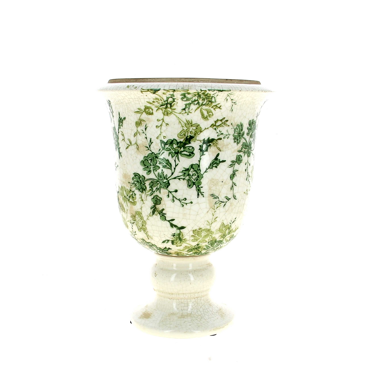 Medicis céramique fleurs verte ø20 ht 28.5cm
