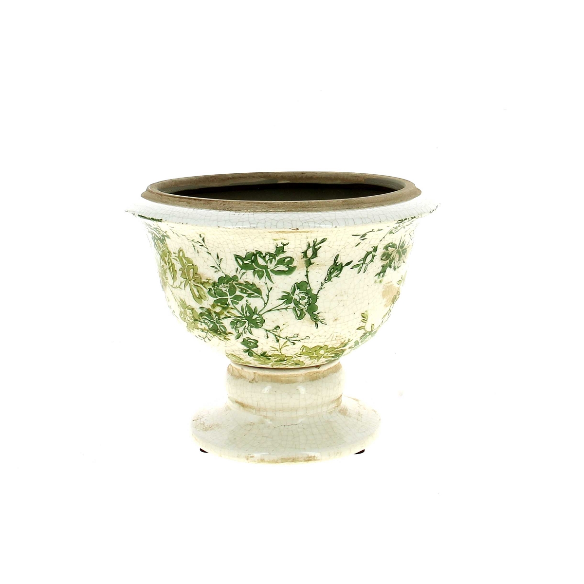 Vase chambord céramique fleurs verte ø25 ht 23.5cm
