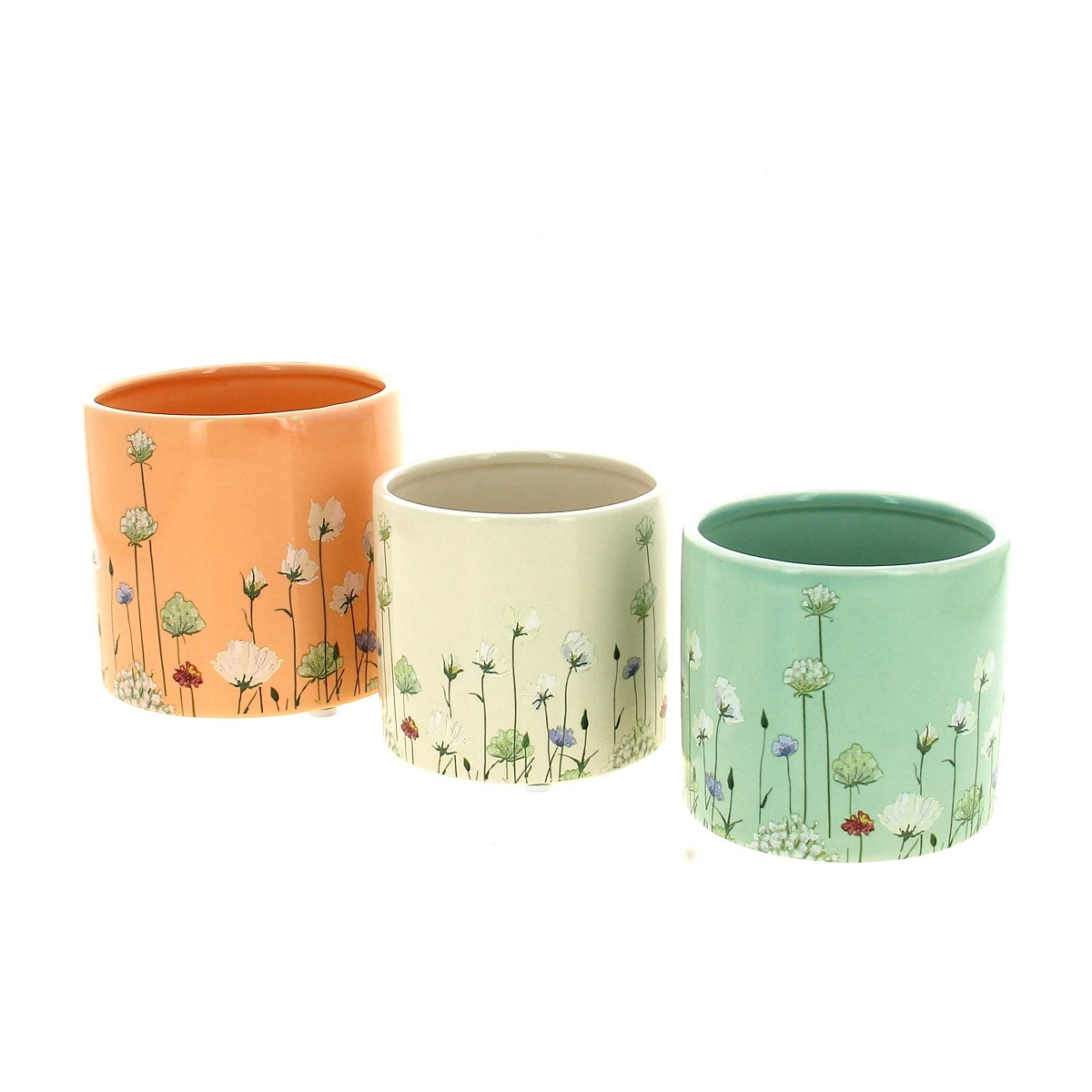 1 x Cache-pot céramique fleurs ø10 ht 9cm