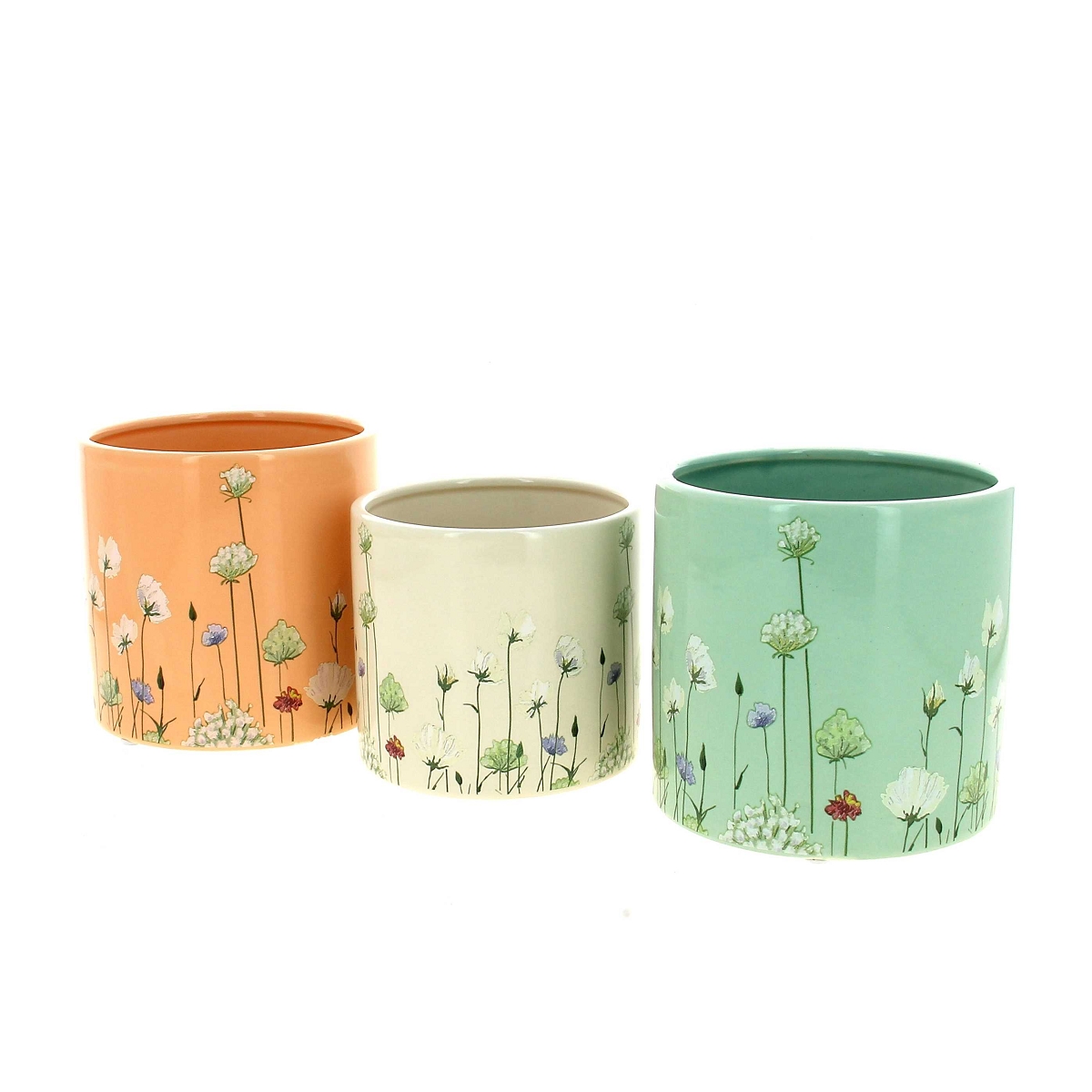 1 x Cache-pot céramique fleurs ø13 ht 12.5cm