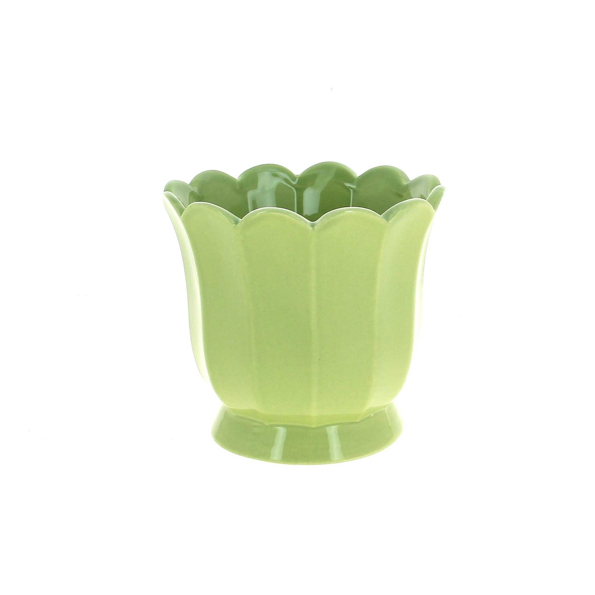 Cache-pot céramique vert ø13 ht12cm